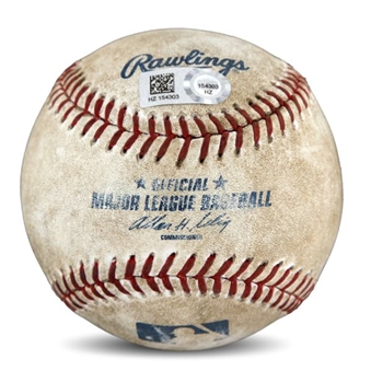 American League MVP Mike Trout Game Used Ball – Double vs. Cleveland, 6-17-14 (MLB Authenticated)